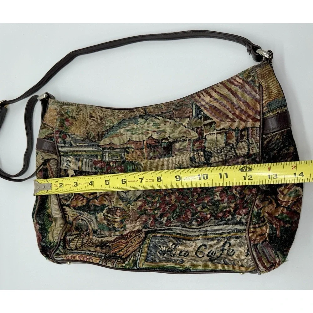 SAS Vintage USA Tapestry Shoulder Bag Cafe Market Scene Purse